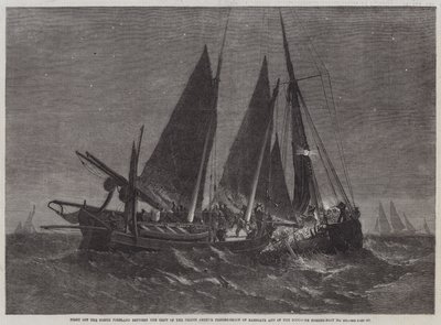 Kampf vor dem North Foreland zwischen der Besatzung des Fischerbootes Prince Arthur aus Ramsgate und dem Fischerboot Nr. 439 aus Boulogne von Edwin Weedon